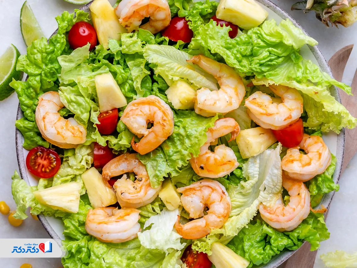 سالاد میگو با سس تند برای لاغری سریع 