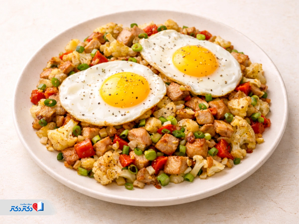 خوراک بوقلمون و گل‌کلم