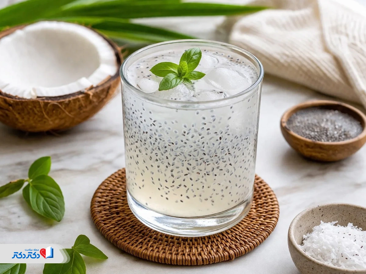 ترکیب آب نارگیل و تخم شربتی برای لاغری