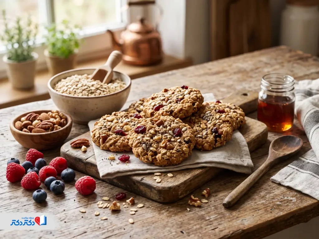 آموزش کوکی رژیمی کم کالری با مواد اولیه سالم و مغذی برای میان وعده سالم