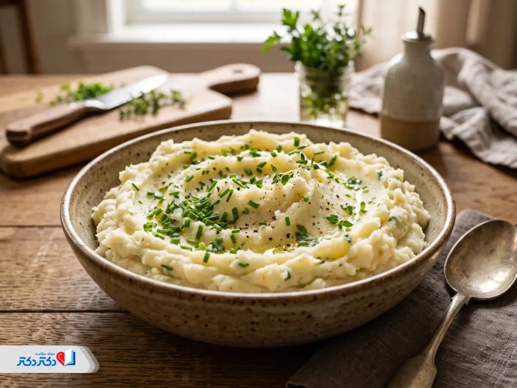 طرز تهیه پوره سیب‌زمینی رژیمی بدون خامه و کره با طعمی عالی