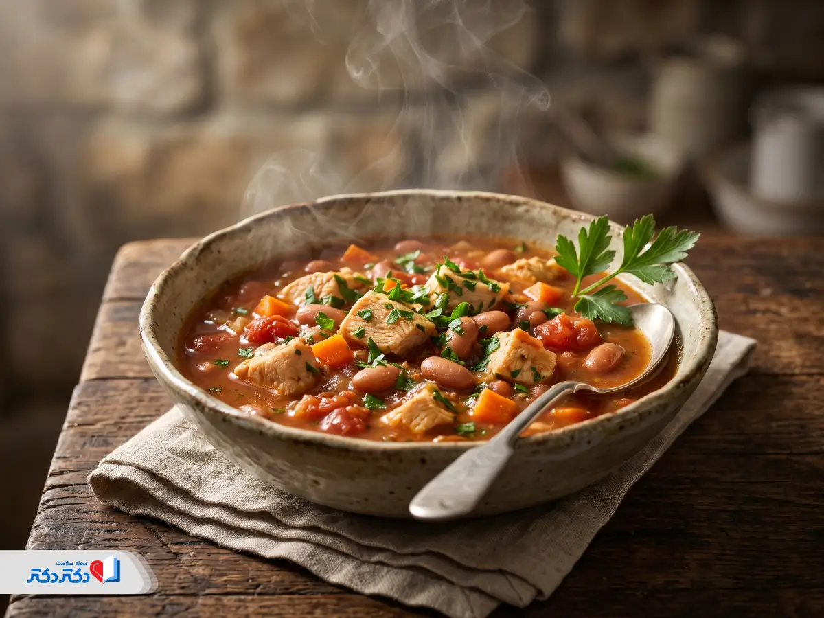 طرز تهیه خوراک لوبیا با مرغ رژیمی