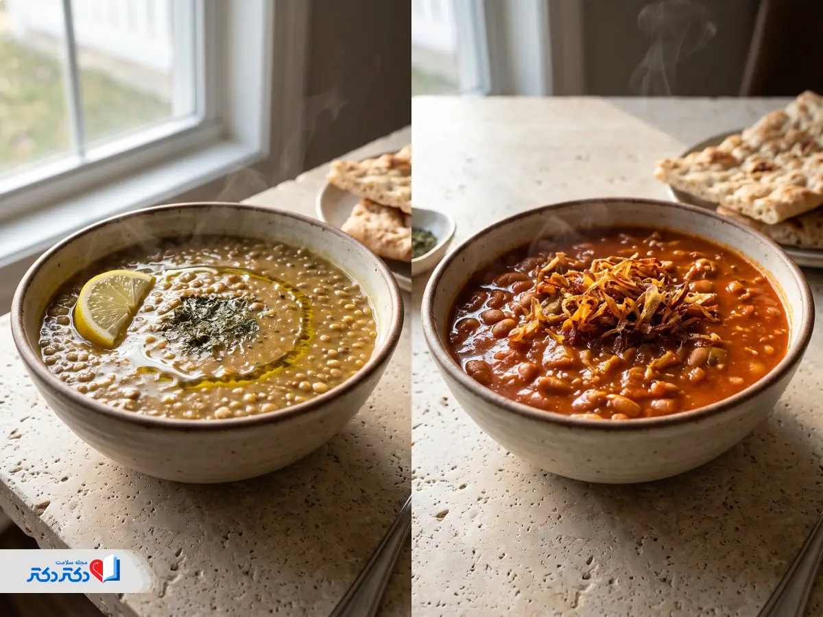 مقایسه یک ظرف عدسی برای لاغری با خوراک لوبیا چیتی