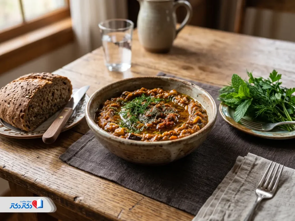 آموزش تهیه میرزا قاسمی رژیمی با کالری کمتر و طعم اصیل