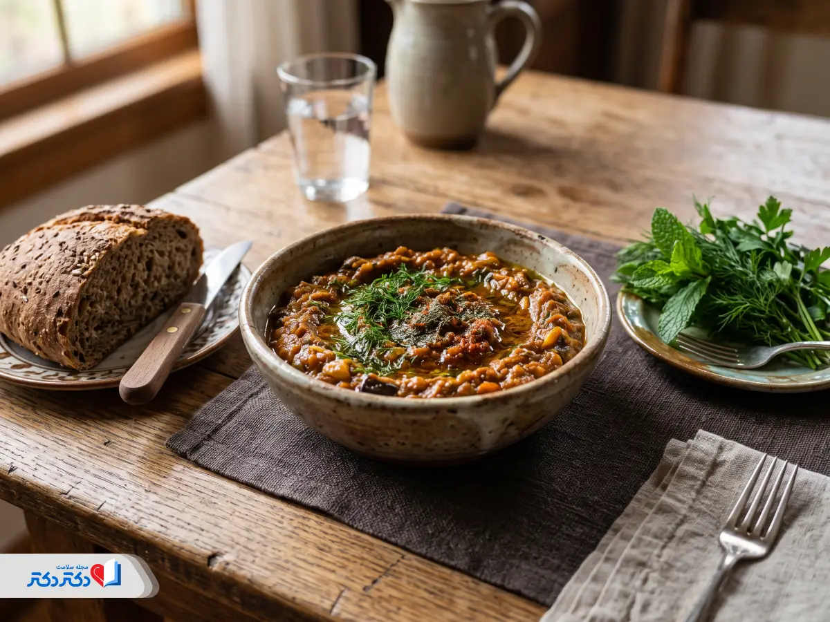 آموزش تهیه میرزا قاسمی رژیمی با کالری کمتر و طعم اصیل