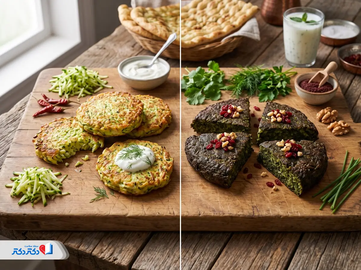 مقایسه کوکو کدوسبز یا کوکو سبزی