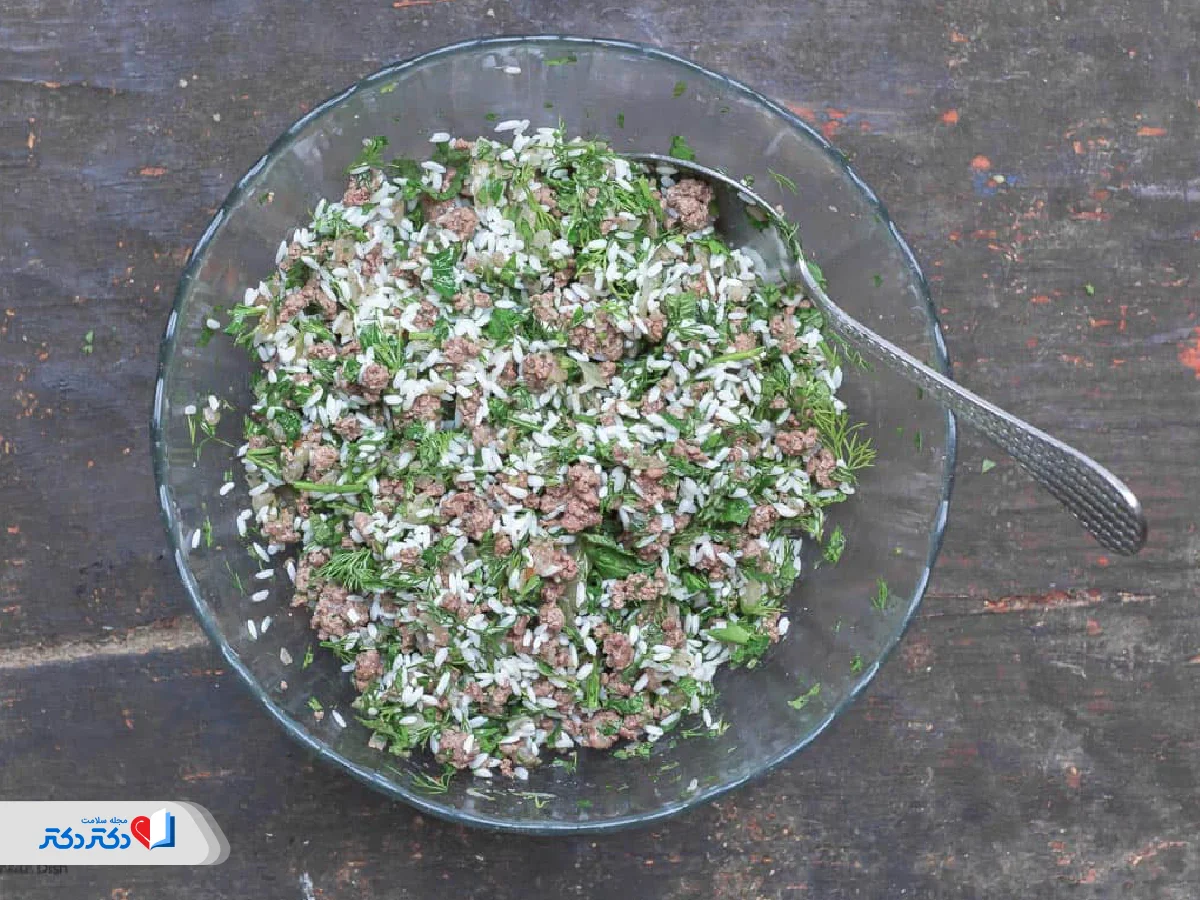 مواد داخل دلمه گوشت