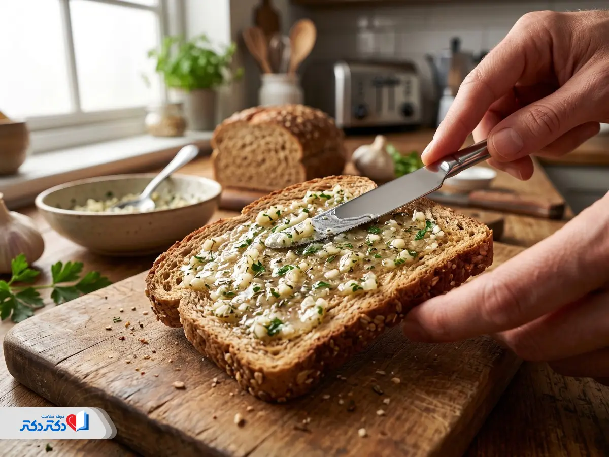 طرز تهیه نان سیر رژیمی با نان تست