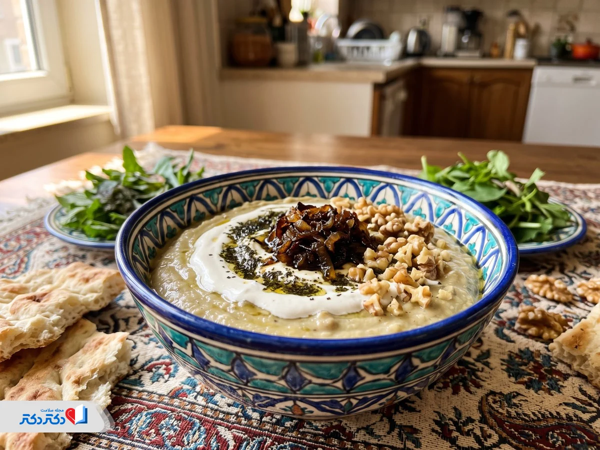 آموزش تهیه کشک بادمجان رژیمی ساده و خوشطعم بدون نیاز به روغن اضافی