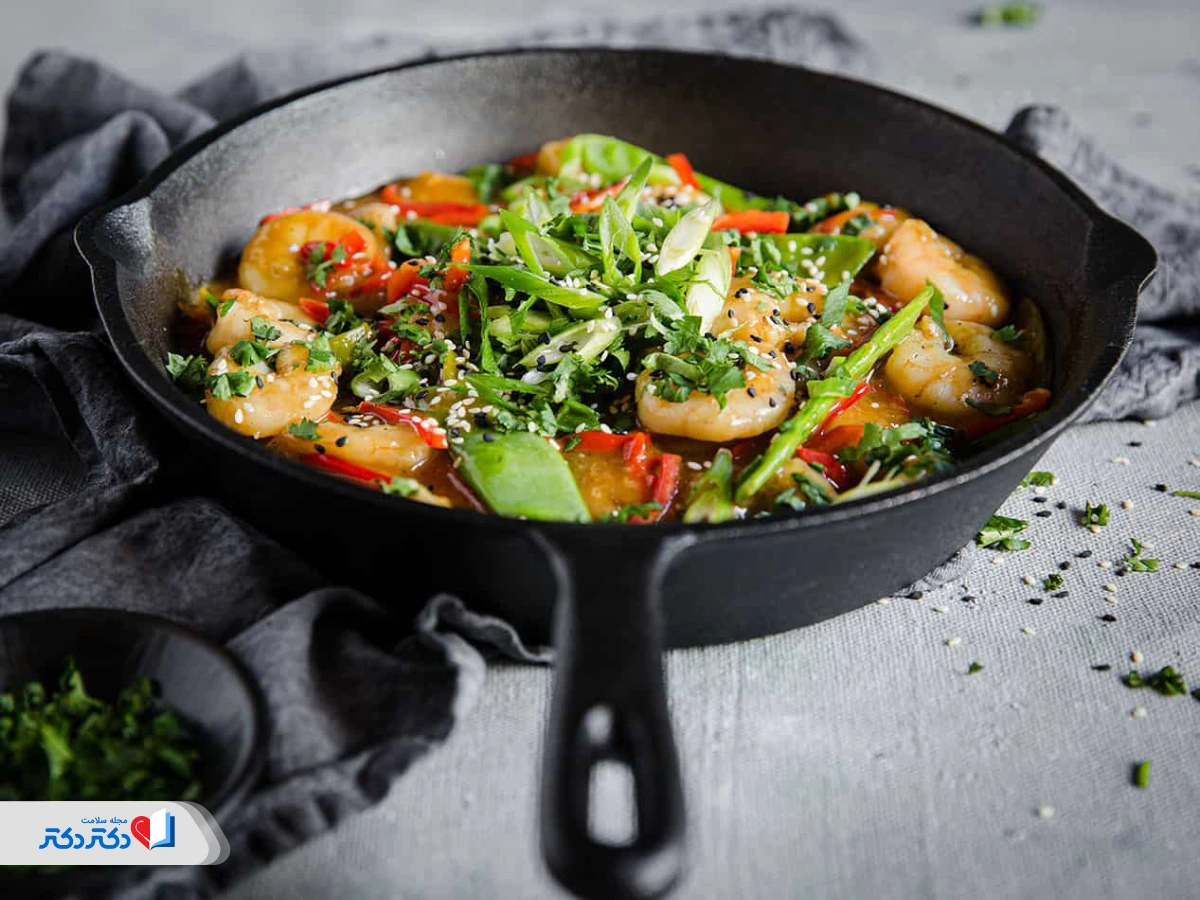 پخت میگو رژیمی در تابه و فر