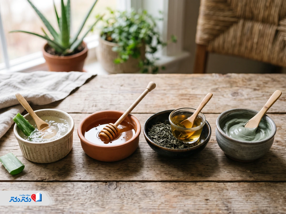 ماسکهای خانگی برای درمان جوش صورت - آلوئهورا، عسل، چای سبز و خاک رس